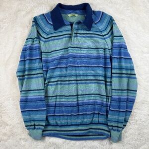 Dalmine Men's Wool Sweater Made in Italy Collared Long Sleeve Striped Small